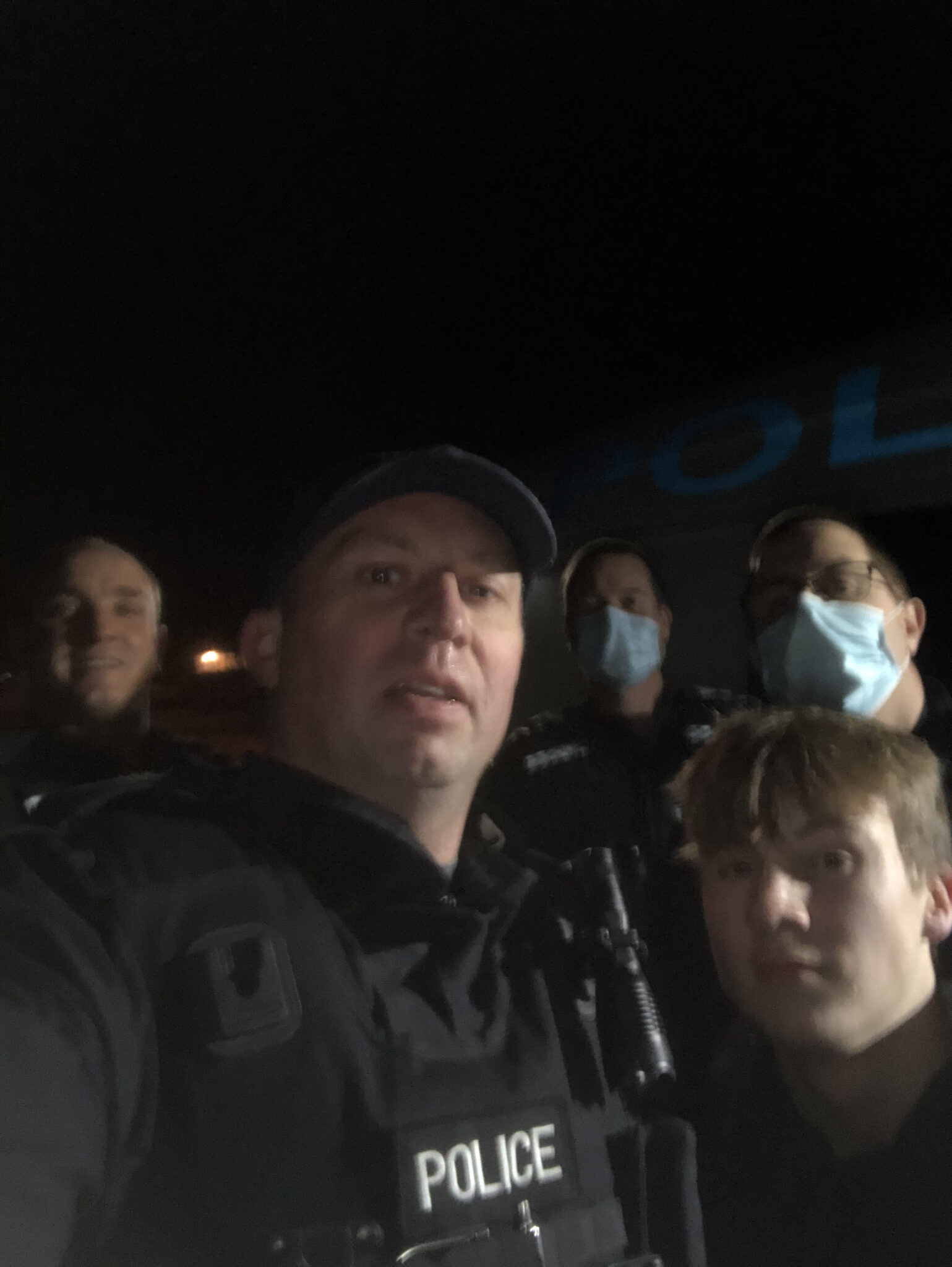 A selfie of a group of police officers