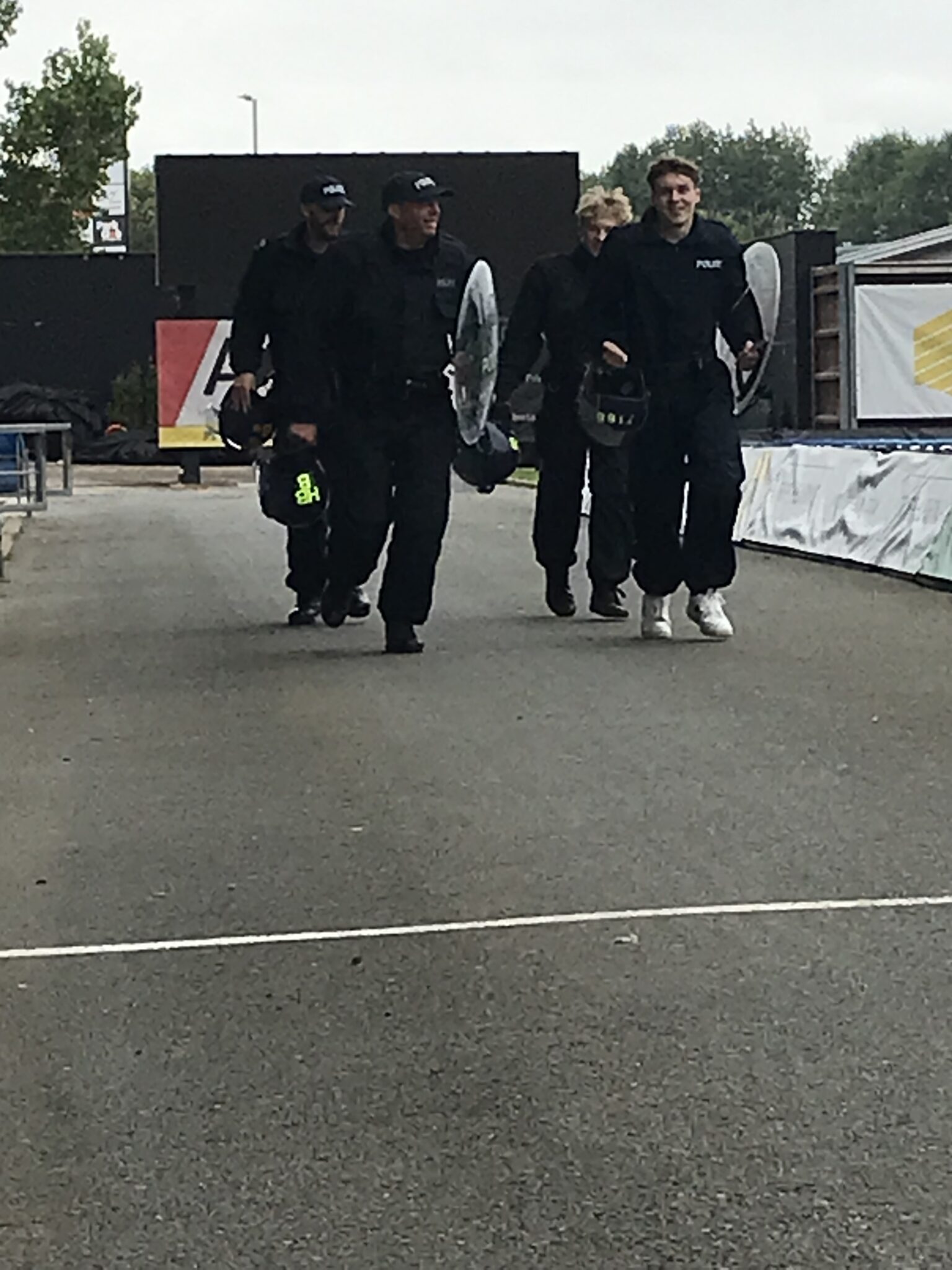 The group of 4 TVP approaching the finish line after running a mile